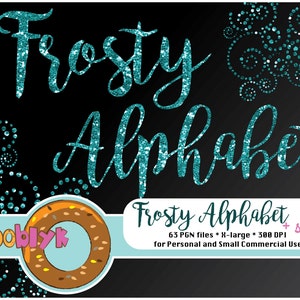 Frostig blau Glitzer-Alphabet Scrapbooking Glitzer-Buchstaben Winter-Alphabet Glitzer-Zahlen