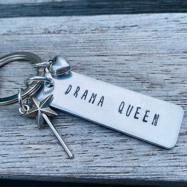 Drama Queen Key Ring - Aluminium Key Chain - Custom Fun Gift - Cute Locker Key Ring