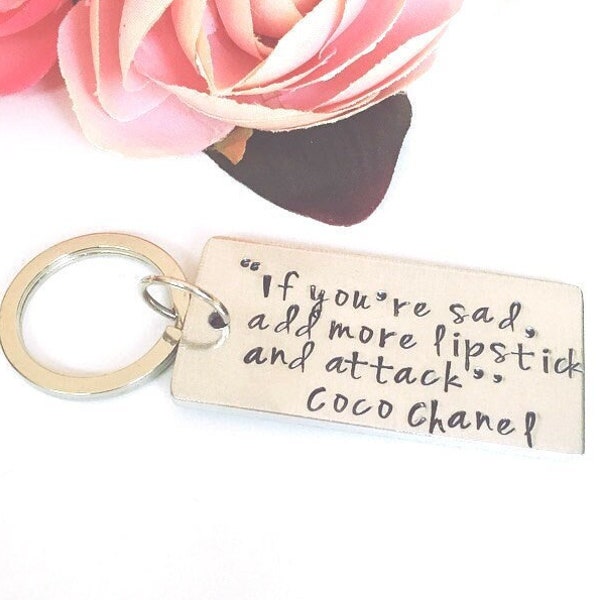 Coco Chanel Quote Key Ring - Aluminium Key Chain - Hand Stamped Gift - Inspirational Quote