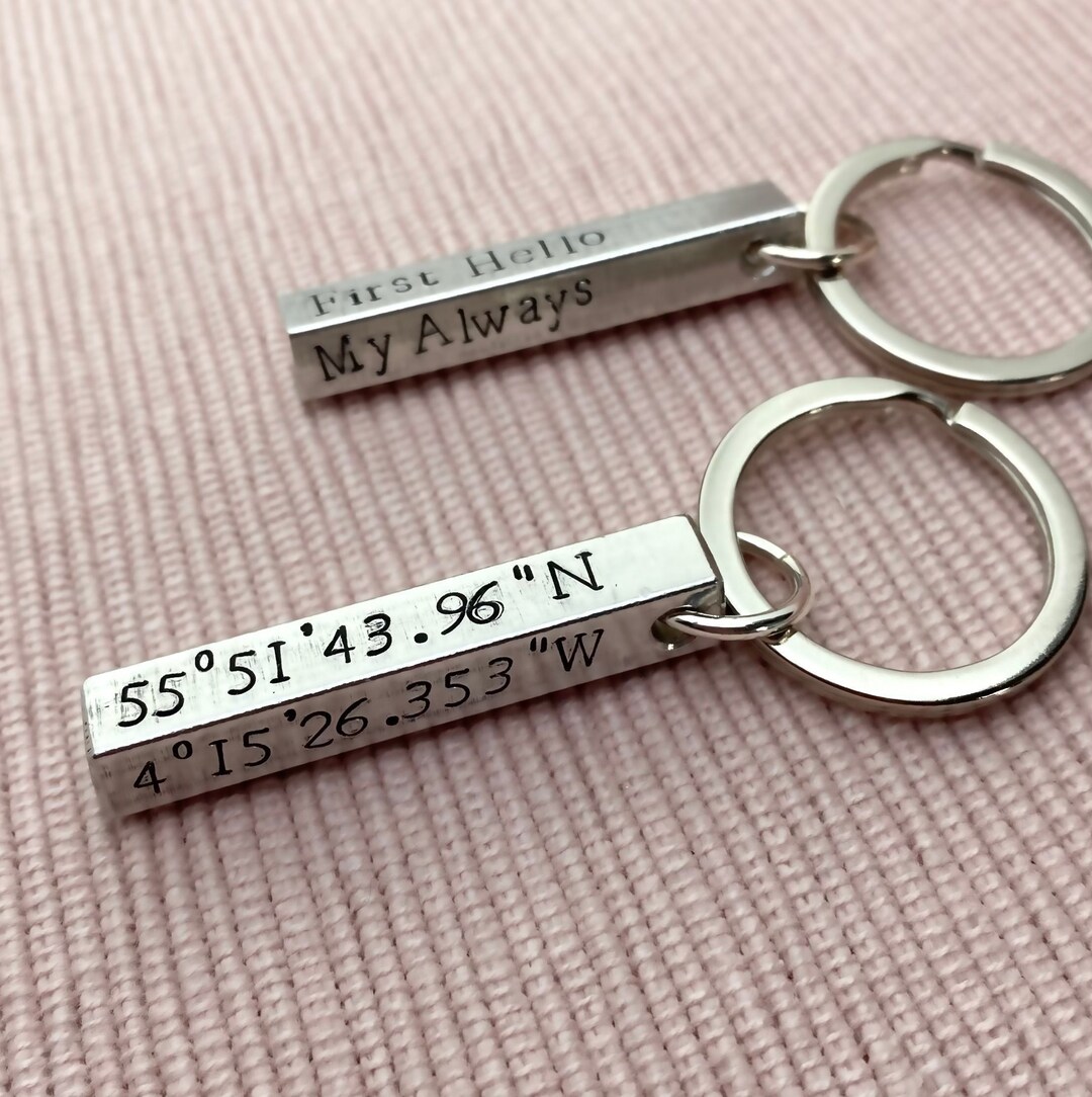 Coordinates Block Key Ring - Aluminium Key Chain - Custom Gift ...