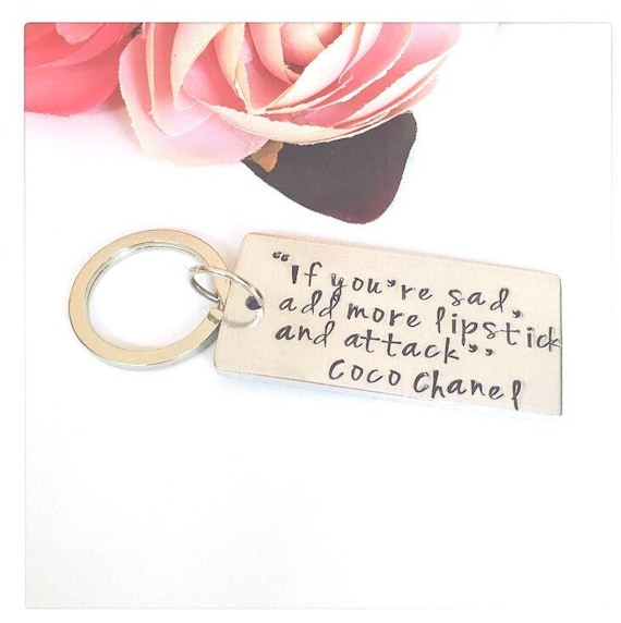 Coco Chanel Quote Key Ring Aluminium Key Chain Hand 