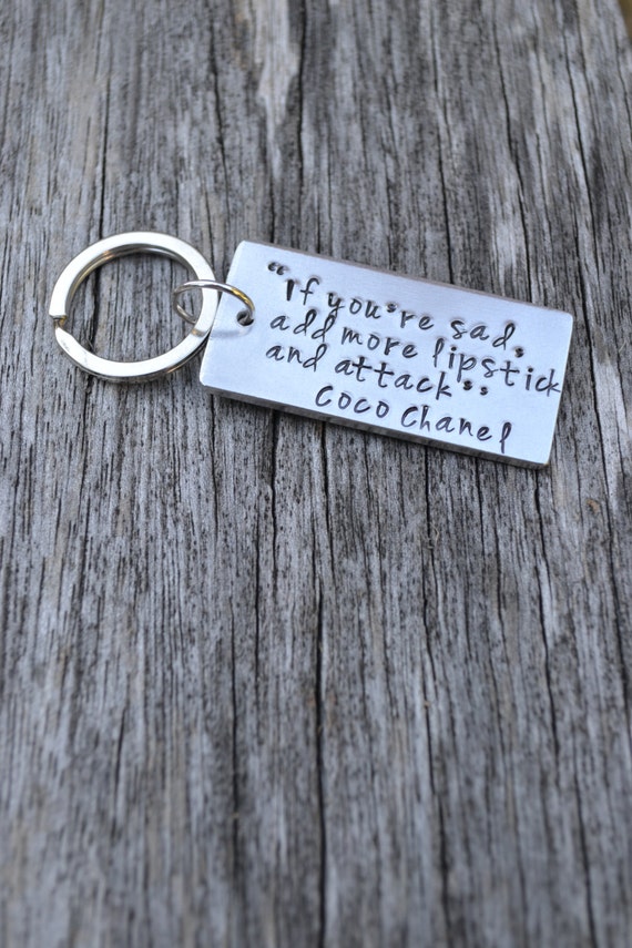 Coco Chanel Quote Key Ring Aluminium Key Chain Hand 