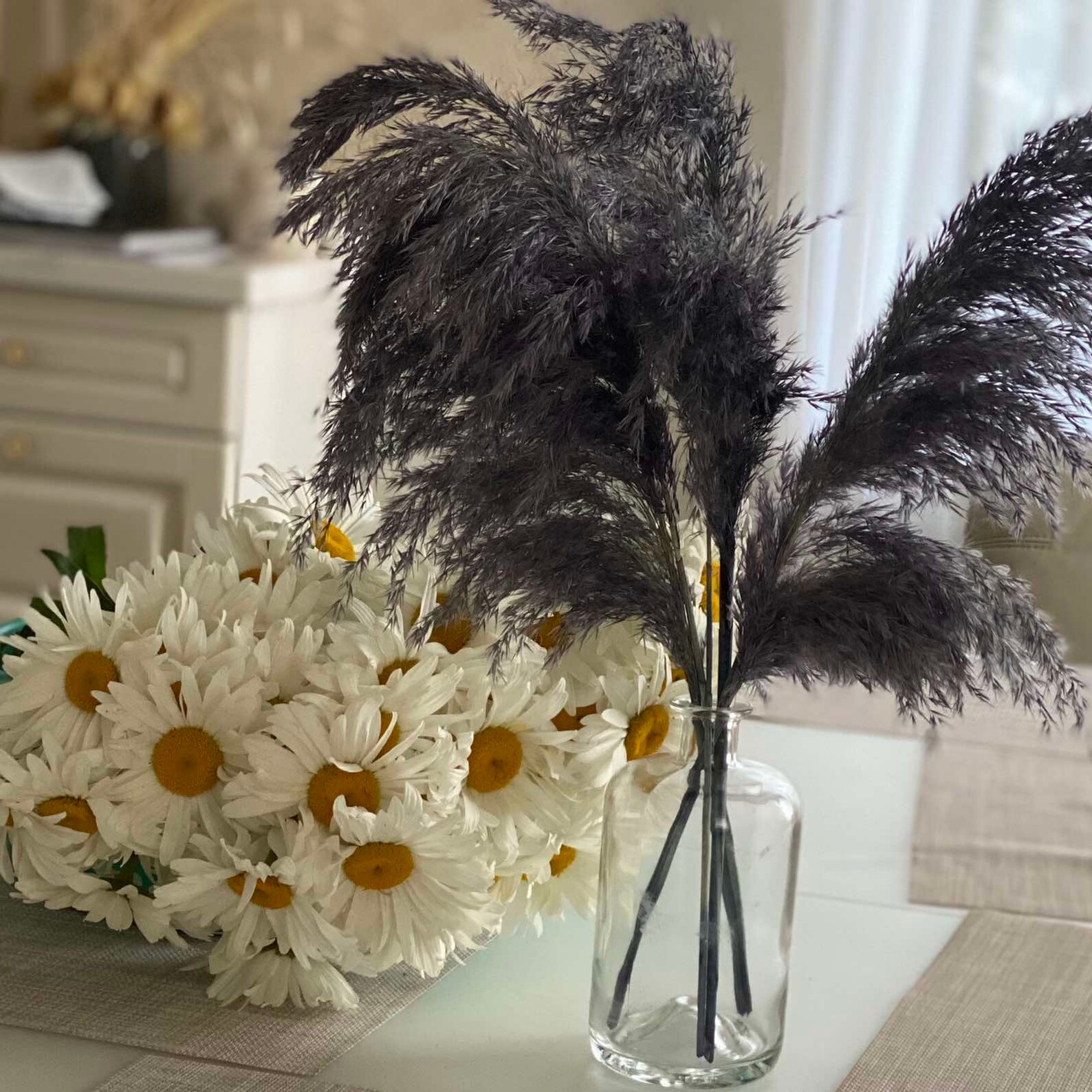 Dried pampas grass decor Navy blue color Trockenblumen Etsy