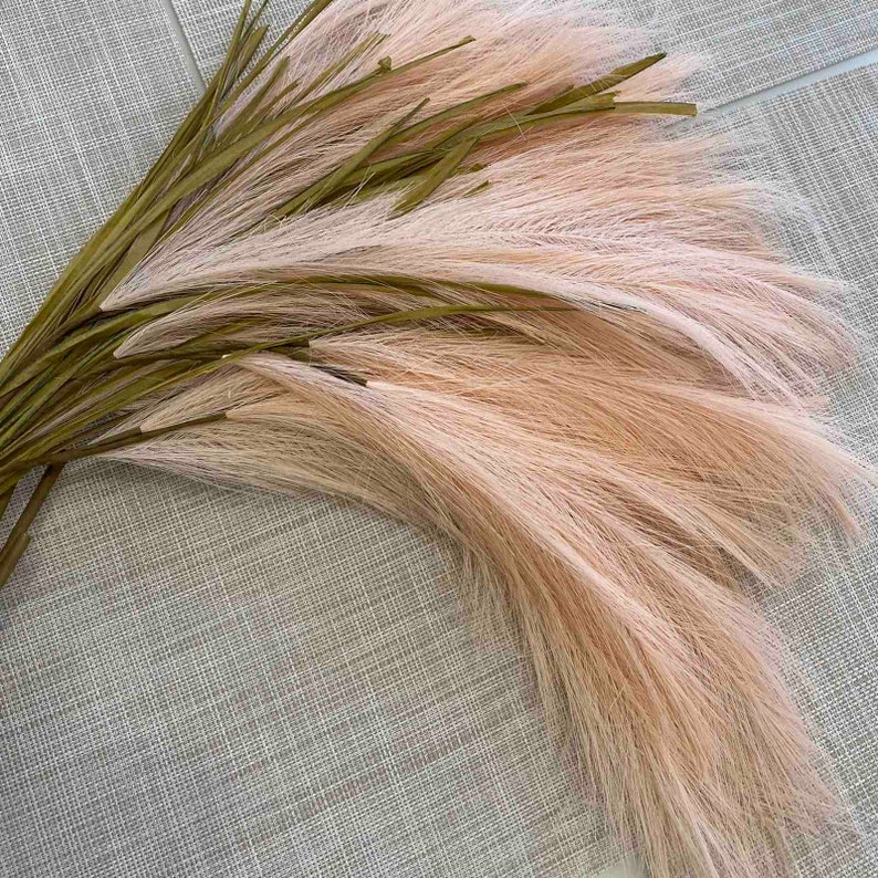 Pink pampas grass fake Feather reed grass Artificial grass Etsy