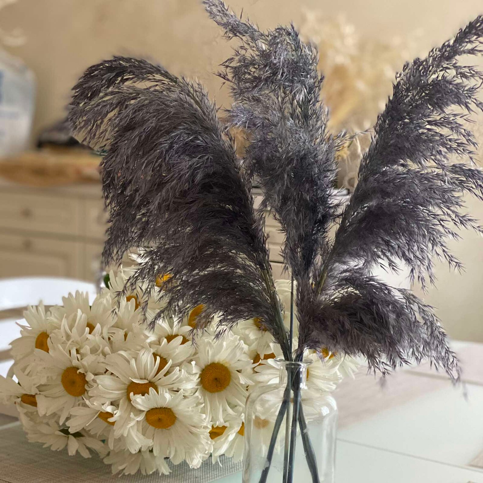 Dried pampas grass decor Navy blue color Trockenblumen Etsy