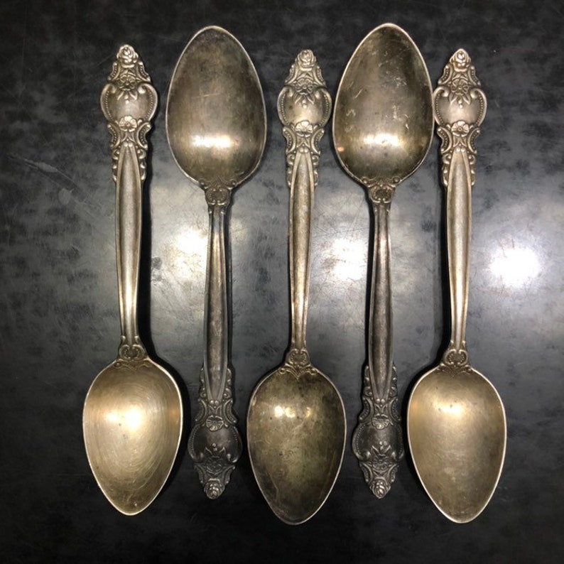 Tiny spoons Wm rogers silverware Dessert spoon Silverplate Etsy