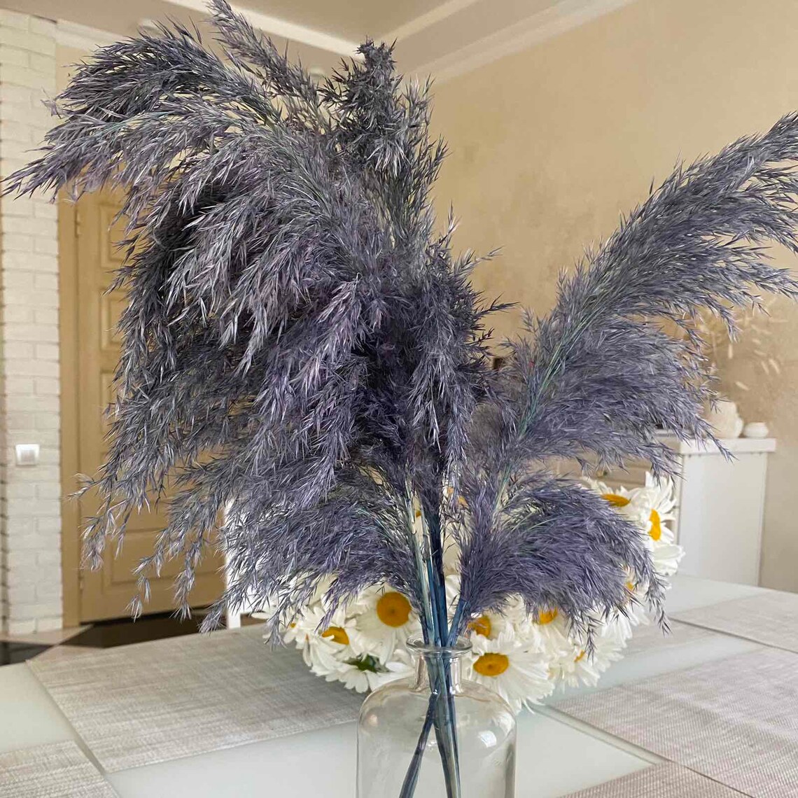 Dried pampas grass decor Navy blue color Trockenblumen Etsy