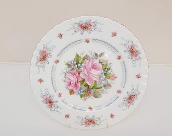 Royal Albert Happy Birthday Plate, Pink Roses, First Edition, First Quality, Vintage Birthday Present, Gift for Her,