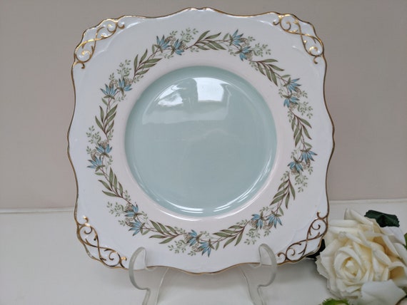 Vintage Floral Pale Blue and White Dessert Plate Vintage Floral Pale Blue and White Dessert Plate