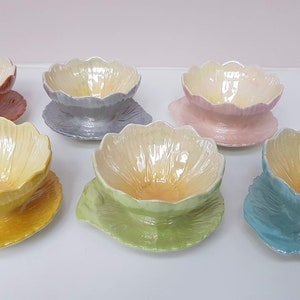 Royal Winton, Lotus Blossom Bowls, Set of 6, Art Deco Water Lily Cups, Vintage Lustreware, Dessert Dish, Ice Cream Bowl, 6 Sundae Dishes