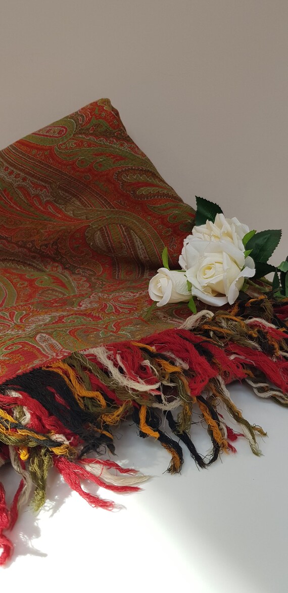 Victorian Double Sided Paisley Shawl, Piano Shawl,