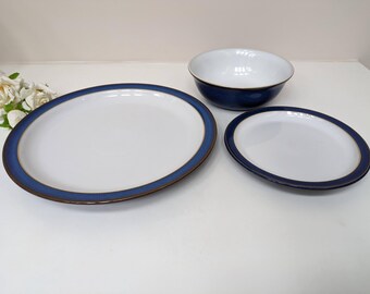 Denby Pottery, Imperial Blue, Choice of Dinner Plates, Side Plates or Cereal Bowl,