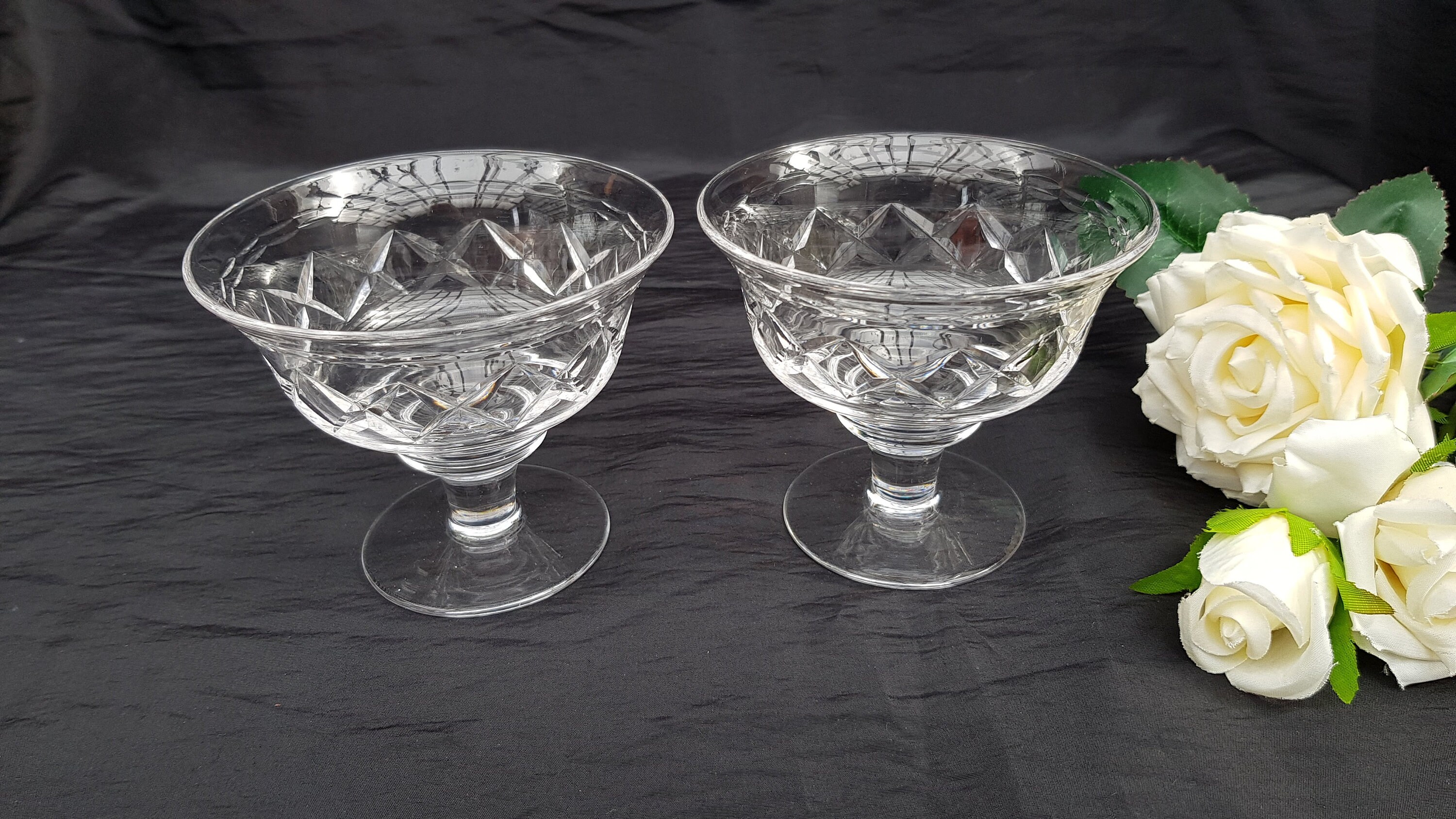 Pair of Stuart Crystal Footed Dessert Glasses Sundae Dishes Etsy