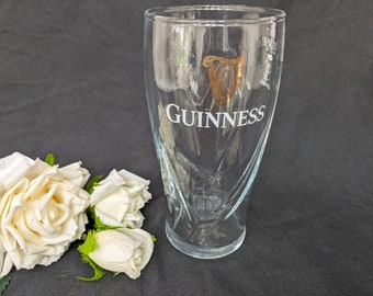 Guinness Gravity Pint Glass, Advertising Home Bar Accessory, Embossed Harp