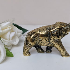 Vintage Brass Elephant, Small Elephant Figure, Animal Figurine, Solid Brass, Birthday Gift, Christmas Present, Lucky Elephant