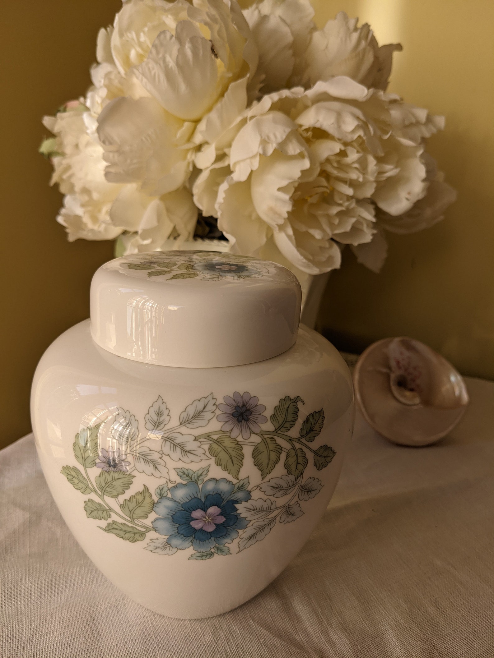 Wedgwood Large Ginger Jar Clementine Pattern Blue Floral Etsy