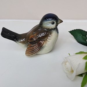 Goebel Bird Figure, West German, Porcelain Sparrow, CV73, Gloss Finish, Hand Painted Pottery Bird, Birthday Gift, Gift for Collector