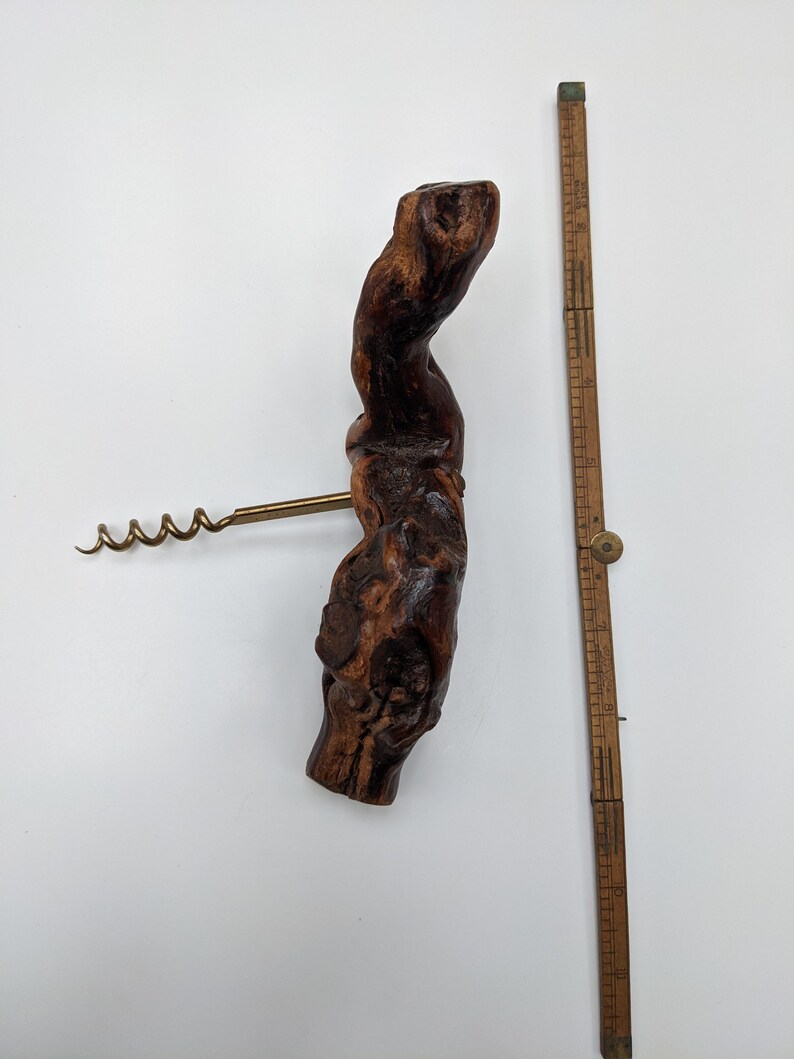 Vintage Burr Wood Corkscrew Collectable Barware Wine Bottle Opener Man Cave Gift Burl Wood Cork Screw Home Bar Accessory