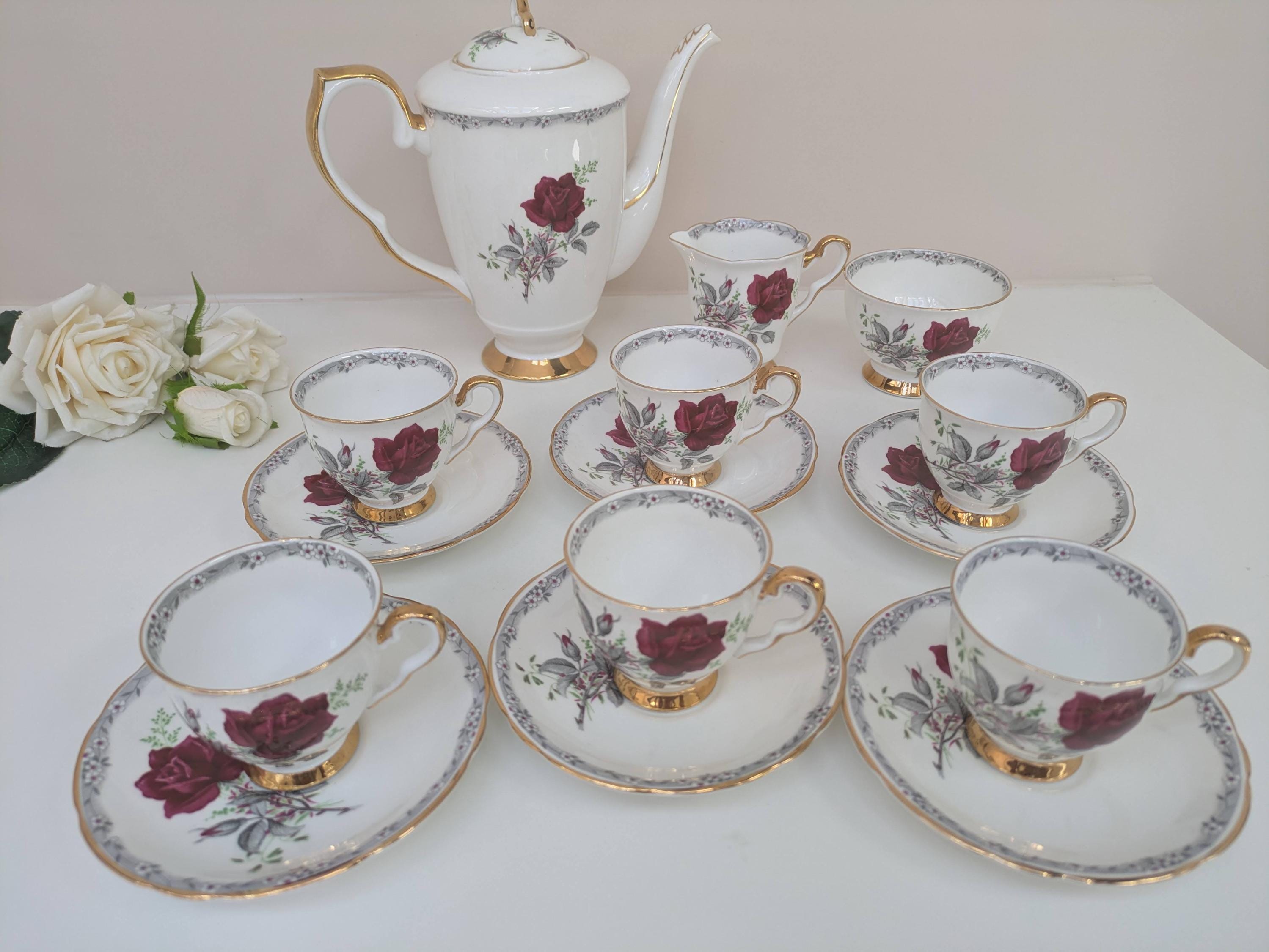 Beautiful Red Rose Sandwich Plate, Roses to Remember, Royal