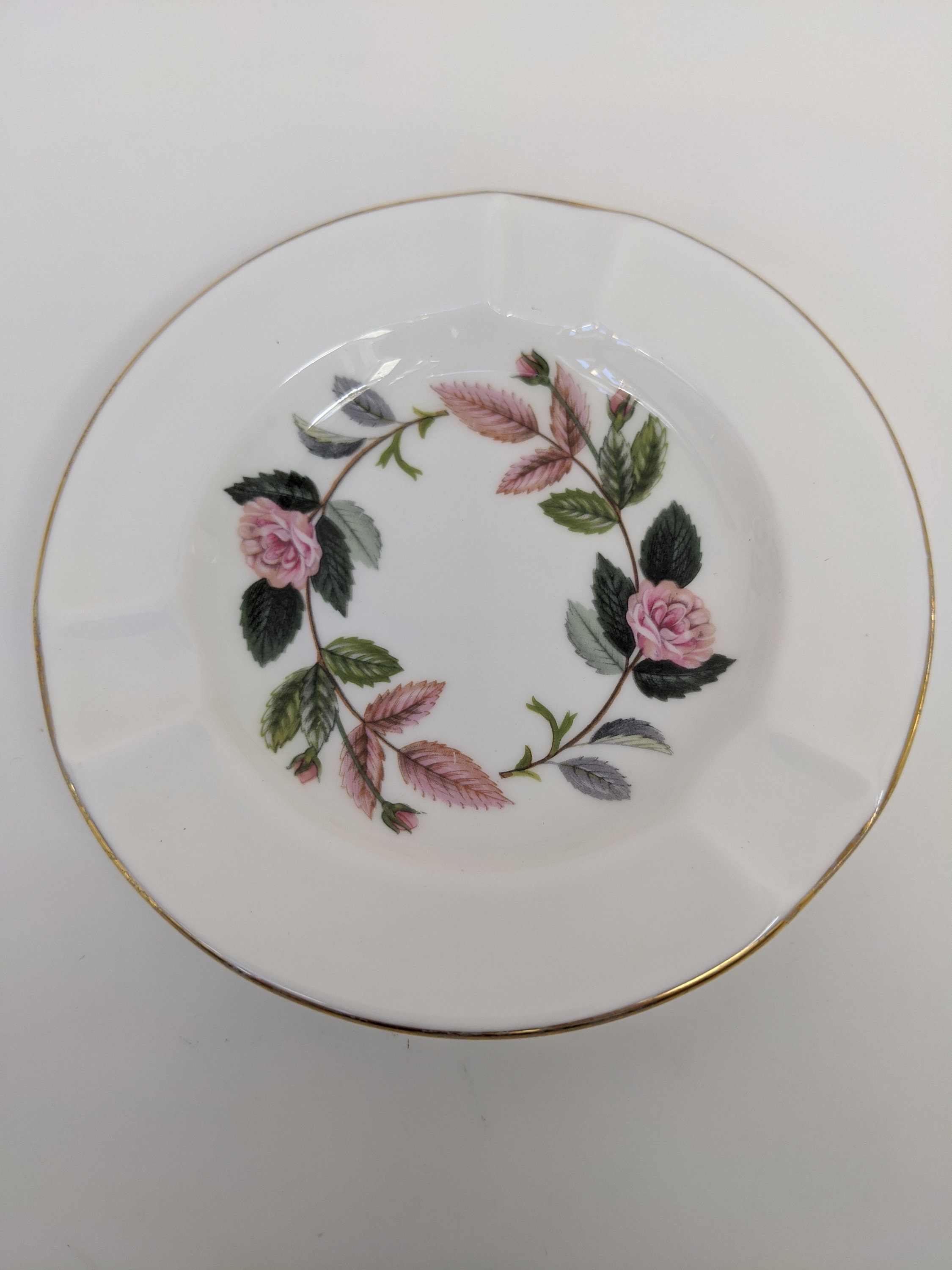 Wedgwood Ash Tray, Hathaway Rose Pattern, Pink Roses, 1980s