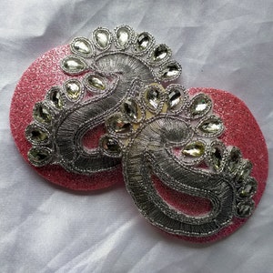 Pink Glitter Nipple Pasties with a Silver Paisely Motif
