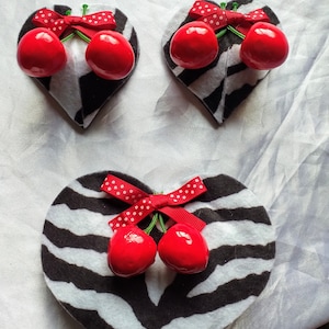 Zebra and Cherries Heart C-string and nipple pasties