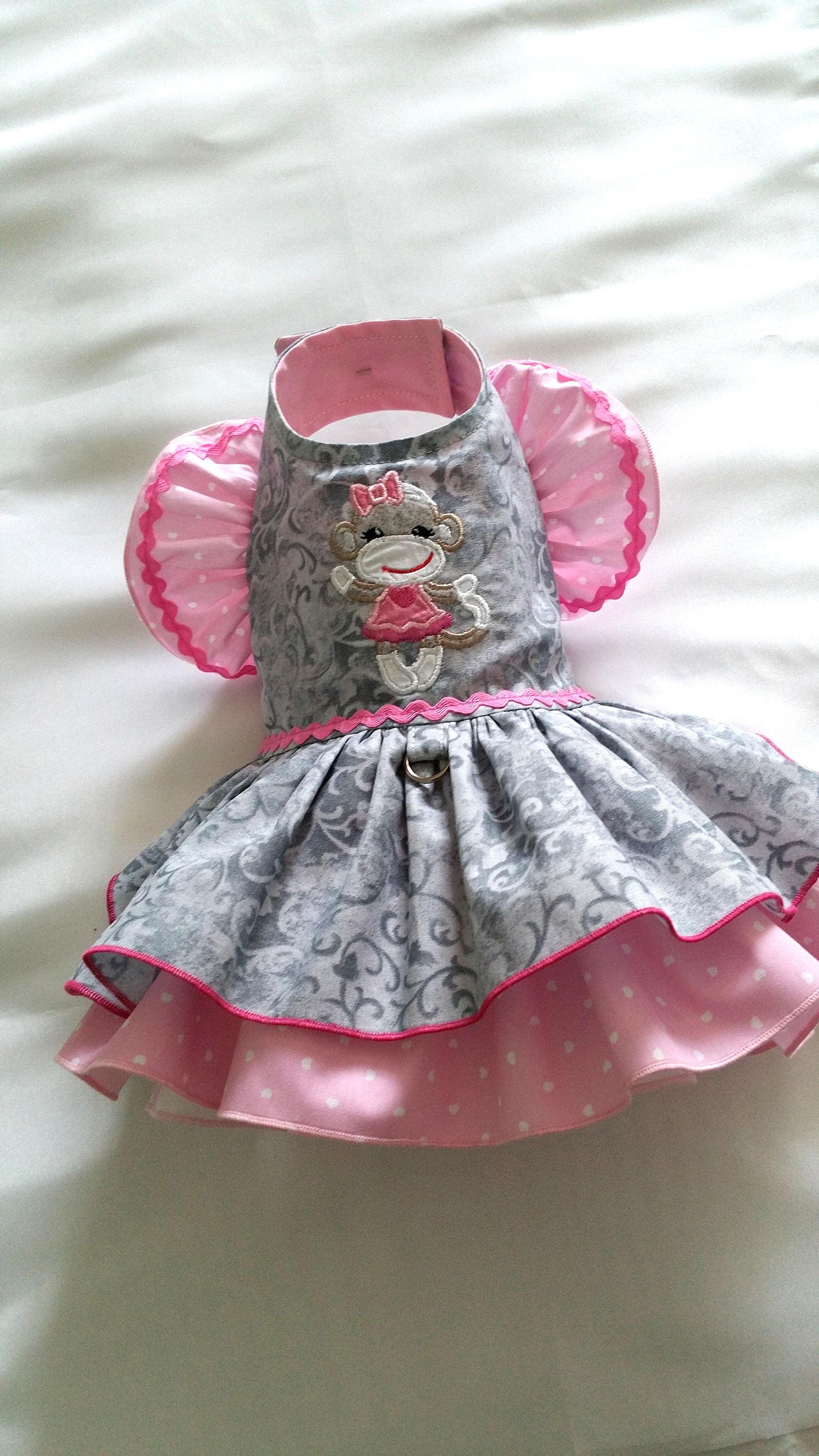 Small Dog clothing Sock monkey Dog Dress Harness Dog Dress Etsy