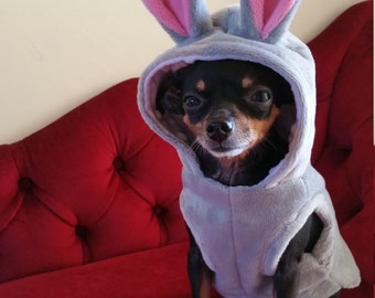 Small Dog Clothes, Bunny Halloween Costume, Dog Hoodie Last Long 9", chest -13" - 14", Neck - 8" - 9.5"