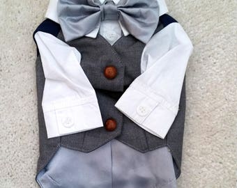 Dog suit Wedding tuxedo Formal dog Suit Chihuahua Small dog Clothes Yorkie, Boy Dog Clothes XXS only one