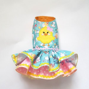 Robe pour chien de Pâques, robe pour petit chien, robe Yorkie, robe poussin, robe harnais