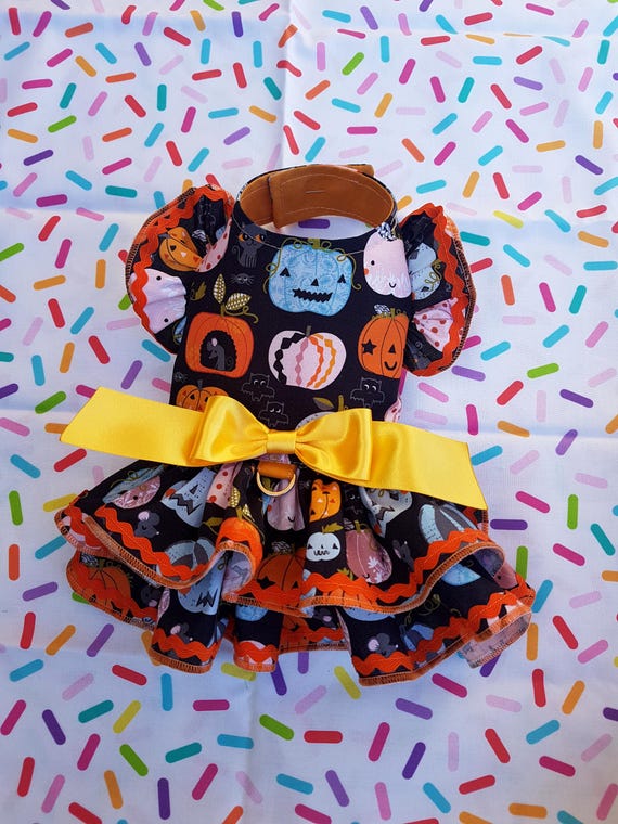 dog fall dress Turkey Print Dog Dress: Thanksgiving Outfit With Brown Overskirt