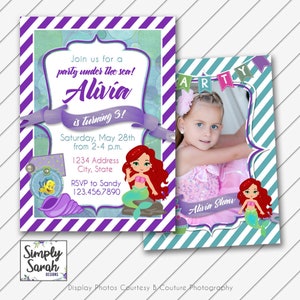 Little Mermaid Ariel Birthday Invitation - Annuncio - 5x7 Bday Invite - Stampabile - Customizerà e invierà via e-mail entro 24 ore