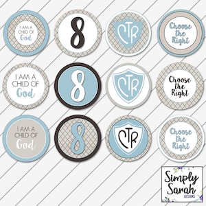Adornos para cupcakes de bautismo SUD, etiquetas de comida, decoraciones, imprimibles digitales, arpillera, Primaria - Descarga instantánea - Personalizables