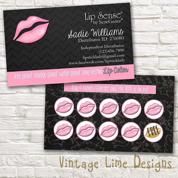 Lipsense Business Cards Chalky Chevron Senegence Etsy