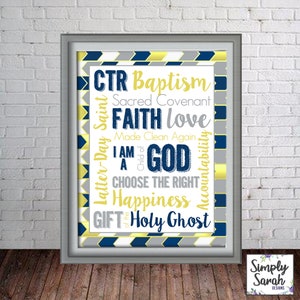 LDS Baptism Word Art Wall Art Print - 8x10 and 11x14 LDS Baptism Print PDF File - Instant Download - Can Customize