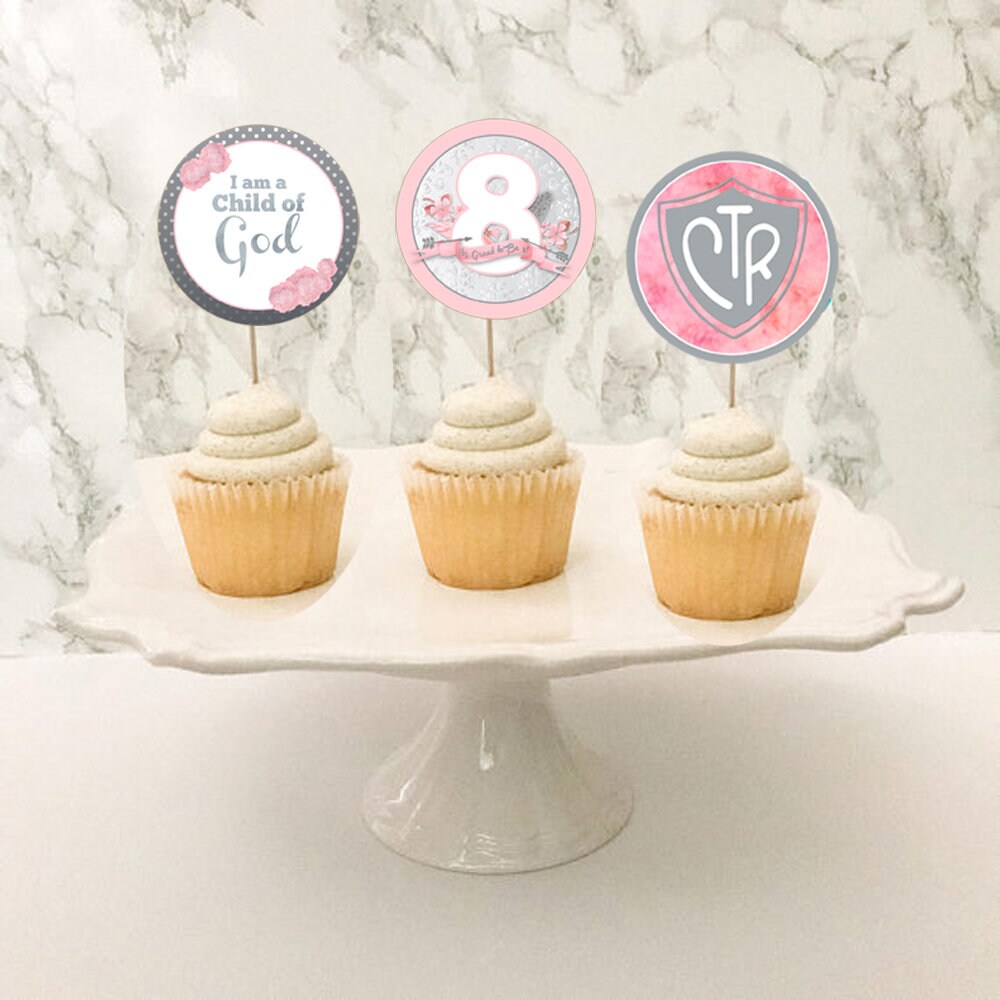 LDS Baptism Party Cupcake Toppers, Food Labels, Decorations, Digital ...