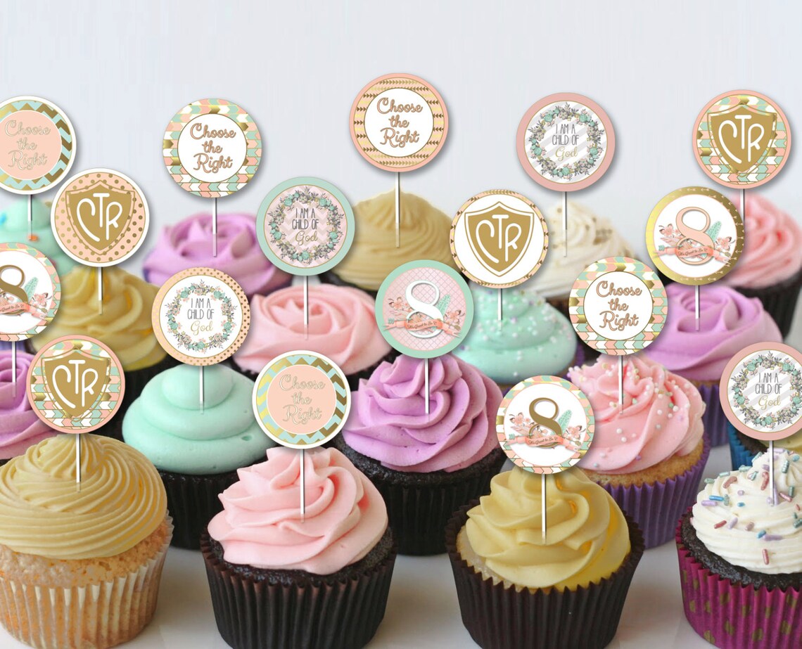 LDS Baptism Party Cupcake Toppers, Food Labels, Decorations, Digital ...