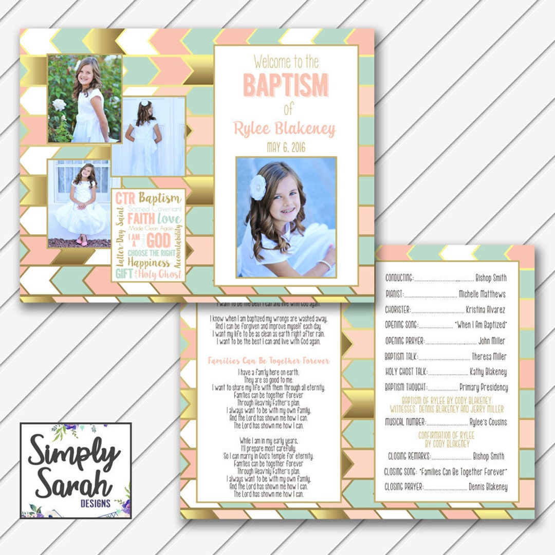 LDS Baptism Program Itinerary 8.5x11 Folded in Half Will Etsy