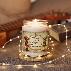Merry Elfin&#39; Christmas Soy Candle, Holiday Scented Candle, Festive Home Decor, Christmas Gift Idea, Elf Candle, 9oz Soy Wax Candle
