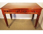 Leather Writing Desk. Antique 19th C Library table.