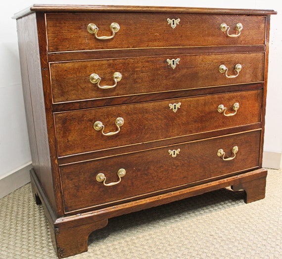 Small Georgian Oak Chest Of Drawers Etsy
