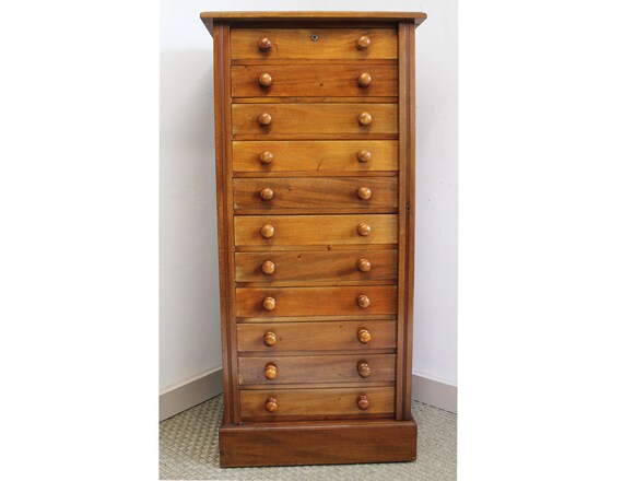 Victorian Wellington Chest Of Drawers Document Cabinet Etsy