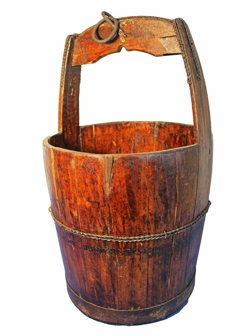 Wooden Well Bucket. Antique coopered French water Pail. Etsy