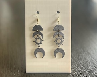 Pendientes Eclipse: Joyería colgante celestial con el Sol y la Luna