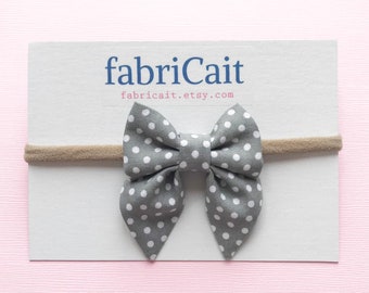 Gray Polka Dot Baby Bow. Gray Polkadot Baby Bow Headband. Gray Baby Bow. Gray Polkadot Bow. Dot Baby Bow. Baby Girl Stocking Stuffer Idea.