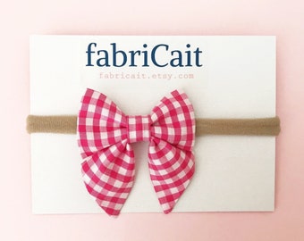 Pink Gingham Bow. Gingham Baby Bow. Pink Bow for Baby Girl. Easter Bows for Girls. Pink Easter Bow. Pink Checkered Bow. Pink Newborn Bow.