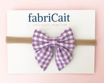 Purple Gingham Bow. Purple Baby Bow. Lavender Baby Bow. Gingham Bow. Purple Bow Headband. Purple Infant Bow Headband. Bow Headband Newborn.