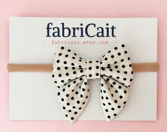 Polka Dot Baby Bow Headband: Black and White Sailor Bow