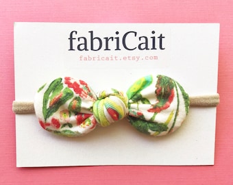 Floral Baby Bow Headband: Handmade Cotton Knot, One Size