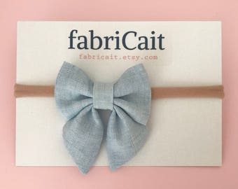Blue Infant Headband, Newborn Blue Bow, Classic Blue Bow, Newborn Bow Headband, Chambray Bows, Chambray Bows for Kids, Blue Baby Bow.